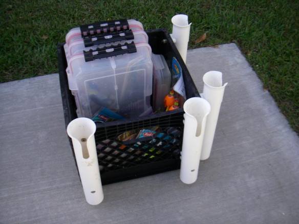milk crate fishing rod holder YakGear BuildACrate Packages (Single / Triple) these storage methods do not have any exterior storage or rod holder features Rod Holder Milk Crate